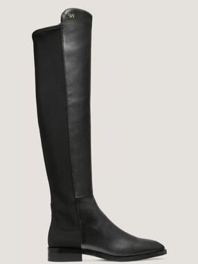 Stuart Weitzman Black Over-the-Knee Riding Boots with Gold Logo 5B